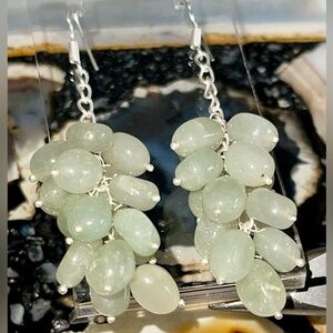 Clear Karoo Stone Prehnite Earrings 2 7/8”